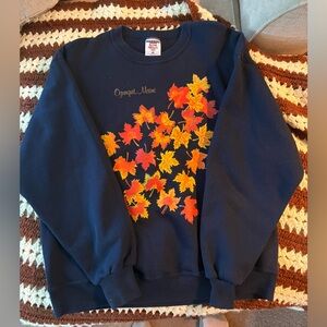 Vtg 90s Jerzees Sweatshirt Mens Womens XL Ogunquit Maine Foliage Leaves